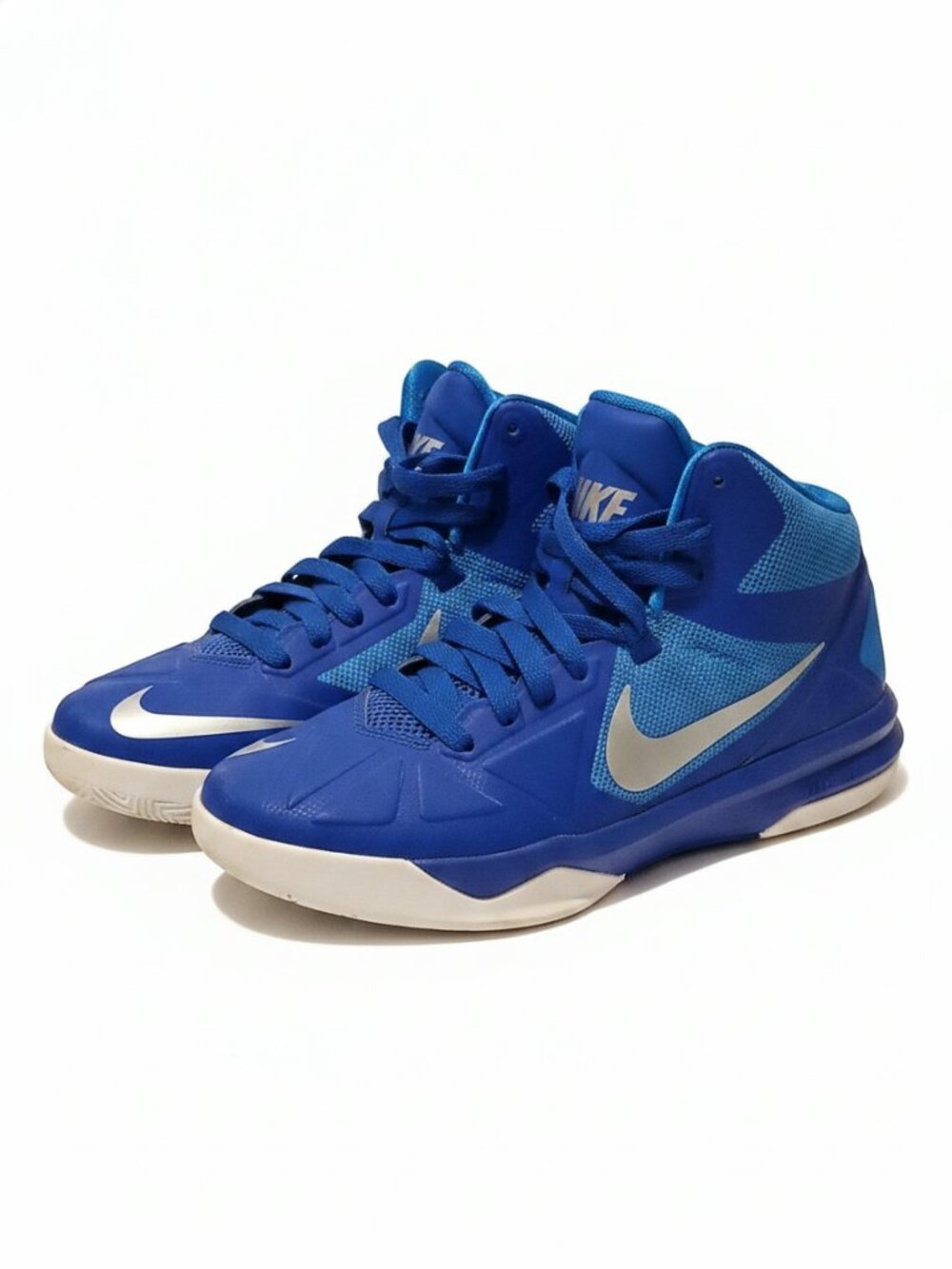 Nike Royal Blue High-Top Sneakers with Grey Swoosh